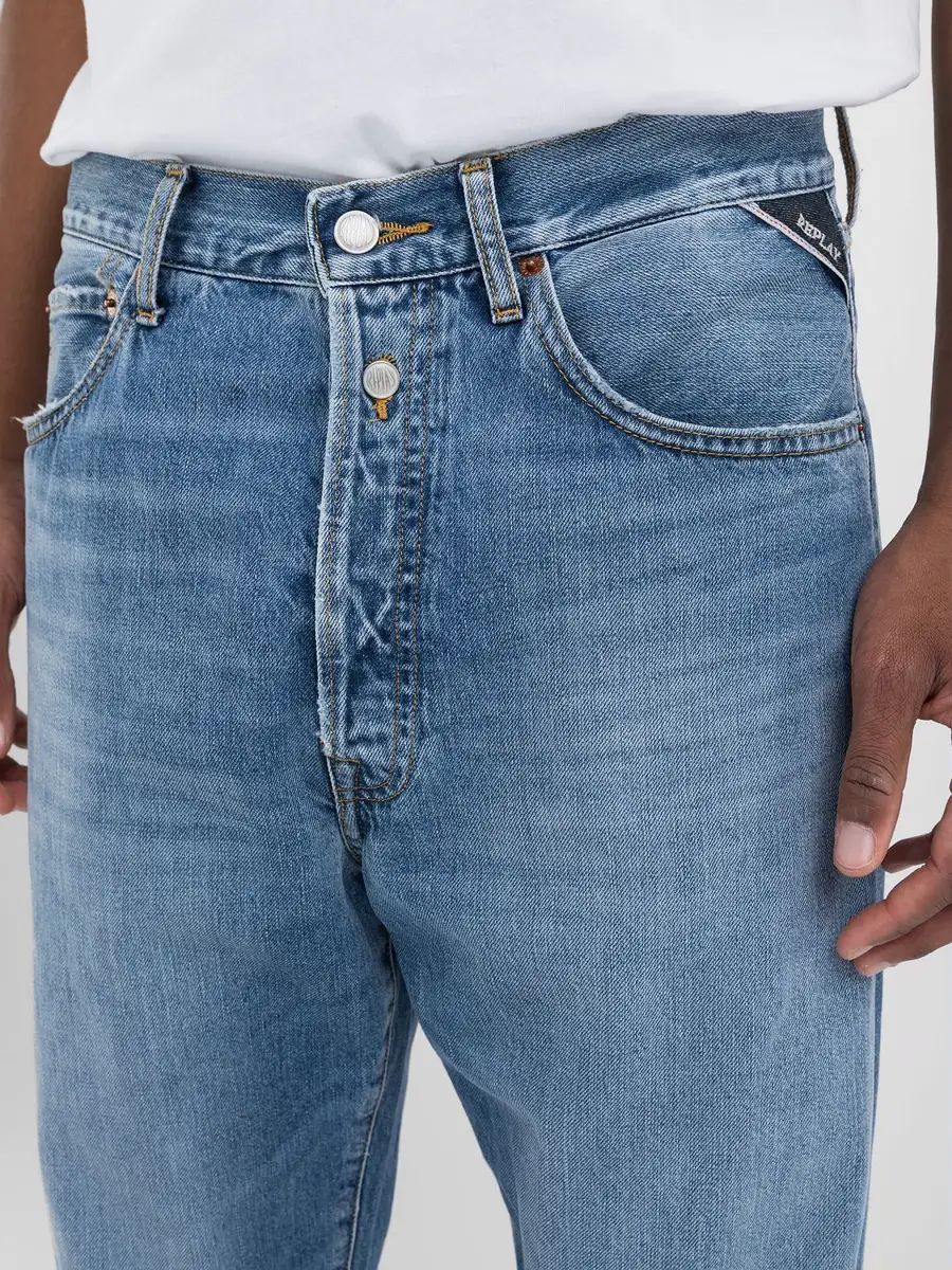 Replay Grover Jeans Uomo – Regular Slim A Vita Regolare – Cotone Organico Elasticizzato – Vestibilità Comoda E Casual