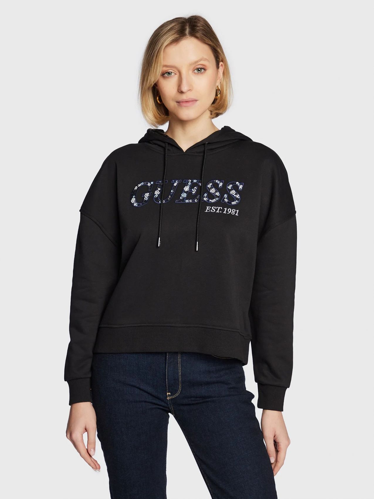 FELPA Donna GUESS W3RQ09 KBKM0 JBLK - inDigo Shop