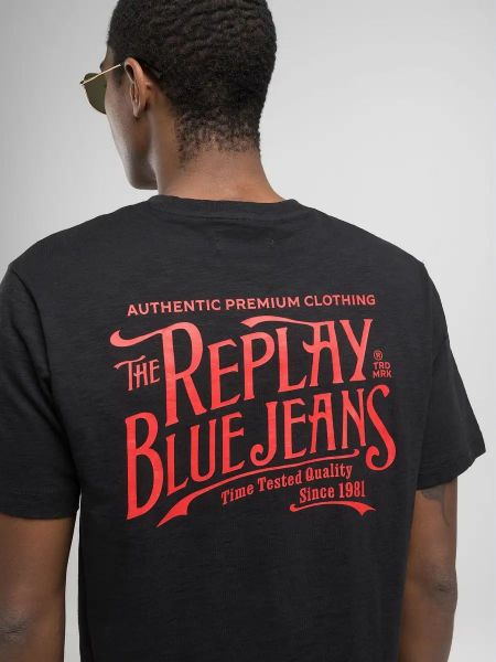 Replay - T-Shirt in Steinbeige